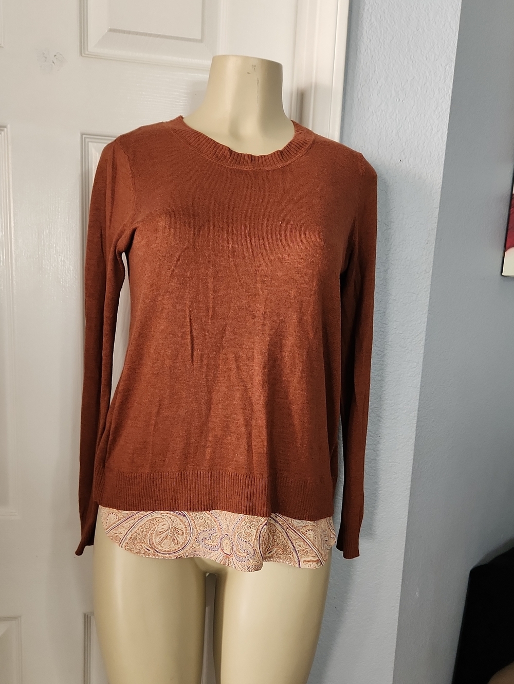 Dalia Rust Long-Sleeve Crewneck Sweater